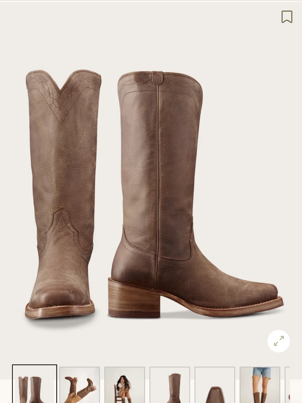Tecovas Brown Suede Cowboy Boots - Picture 3 of 5